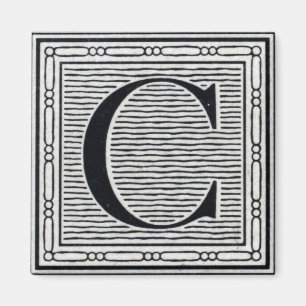 Íman Inicial de Woodblock do Woodcut da letra de bloco