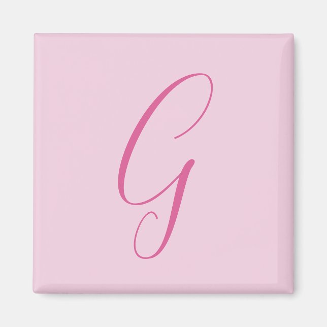 Íman Initial Letter Monogram Light Pink Plain Chic (Frente)
