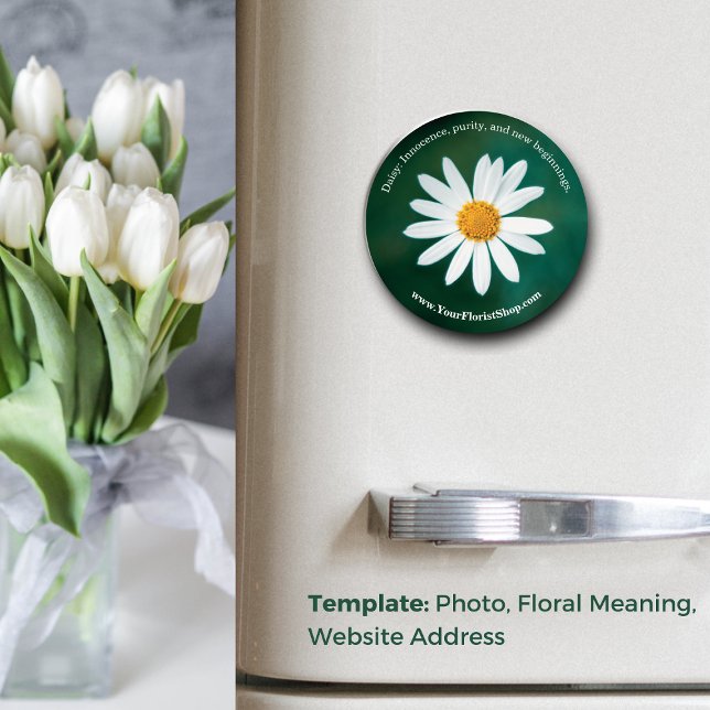 Íman Innocência Divulgada: Arredondar A Educação Floral (Innocence Unveiled: Round Floral Educational Magnet, Floral Name, Website Address)