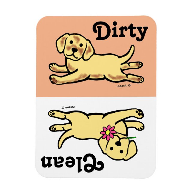 Íman Innocent Yellow Labrador Puppy Cartoon (Vertical)