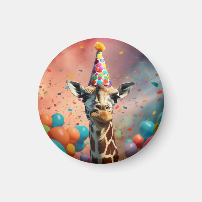 Íman Insígnia de aniversário girafa, ímã, diversão  (Frente)