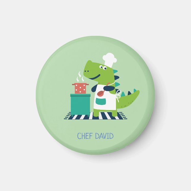 Íman Insígnia de chef dinossauro (Frente)