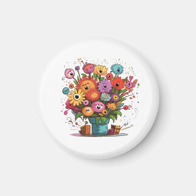Íman Insígnia floral Flores, presente de ímã, qualquer  (Frente)