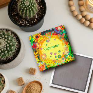 Íman Inspiridade Personalizada bonito Amarelo Floral