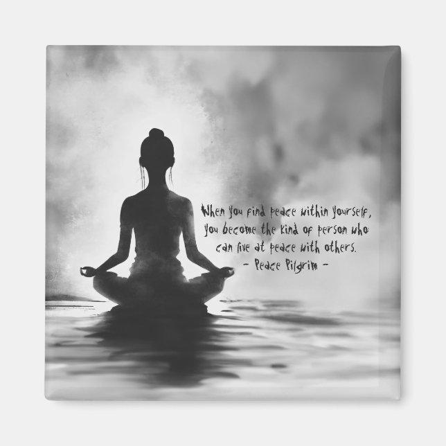Íman Instrutor de Meditação de Yoga Pose de Lótus Pintu (Frente)