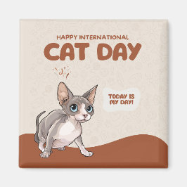 Íman International Cat Day Sphynx Celebration Art