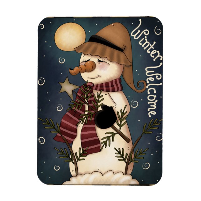 Íman Inverno Bem-vindo Snowman Premium Magnet (Vertical)