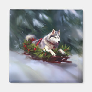 Íman Inverno de neve de Natal Siberian Husky