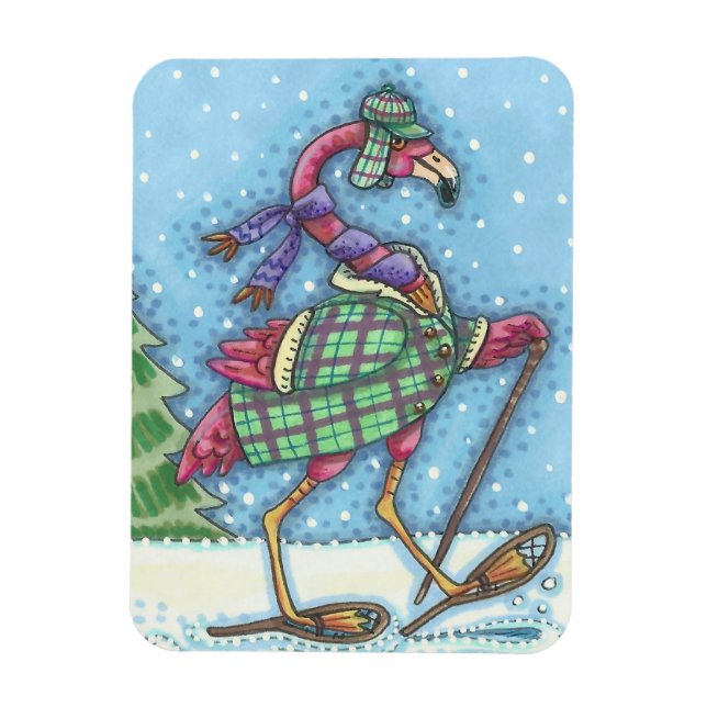 ÍMAN  INVERNO SNOWSHOES PINK FLAMINGO MAGNET (Vertical)