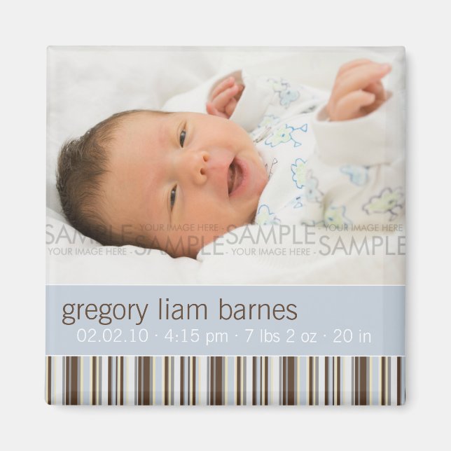 Íman Inverno Stripes Azul ・ Anúncio do Bebê (Frente)