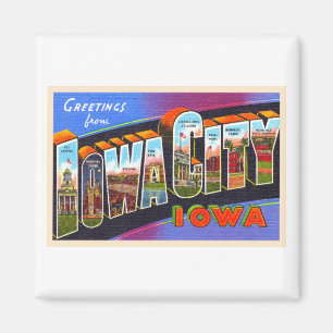Íman Iowa City Iowa IA Vintage - Letra grande