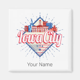 Íman Iowa City United States Retro Skyline Vintage EUA