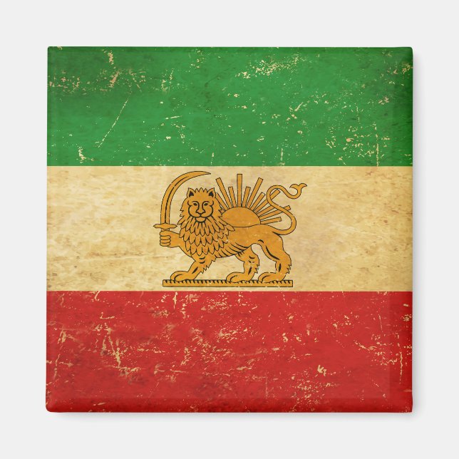 Íman Irã Flag Lion e Sun Shah do Irã Flag Magnet (Frente)