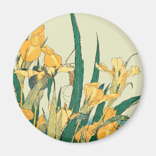 Íman Iris e Gafanhoto de Hokusai Impressão Vintage Japo
