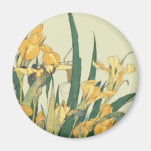 Íman Iris e Gafanhoto de Hokusai Impressão Vintage Japo (Frente)