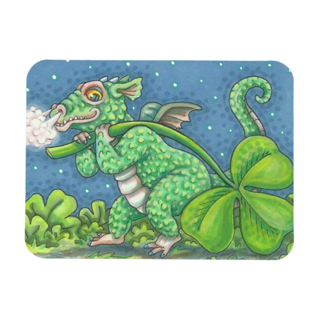 Íman IRISH BABY DRAGON Fantasy SHAMROCK MAGNET (Horizontal)