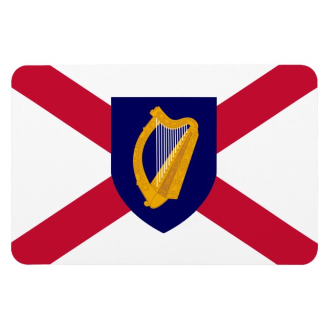 Íman Irish Flag Magnet - Cross & Harp Shield (Horizontal)