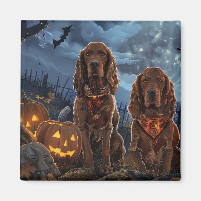Íman Irish Red Setter Halloween Assustador (Frente)