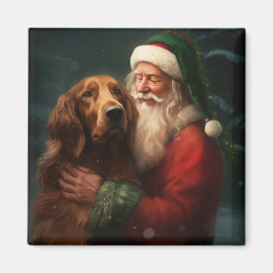 Íman Irish Red Setter Papai Noel Natal Festivo