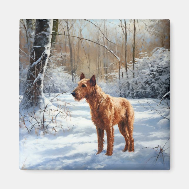 Íman Irish Terrier Deixe Nevar Natal (Frente)