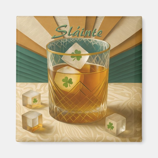 Íman Irish Whiskey Tumbler Shamrock Ice "Sláinte!" (Frente)