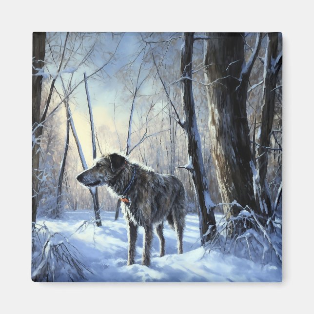 Íman Irish Wolfhound Deixe-o nevar no Natal (Frente)