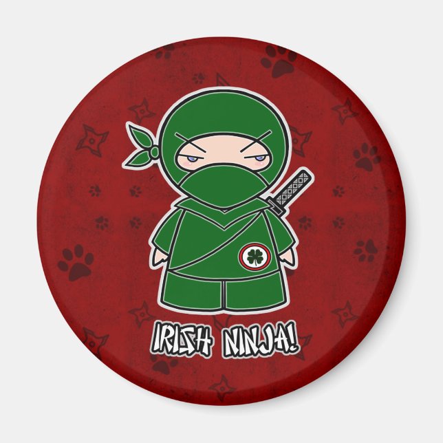Íman Irlandês Ninja! Em Red Magnet (Frente)