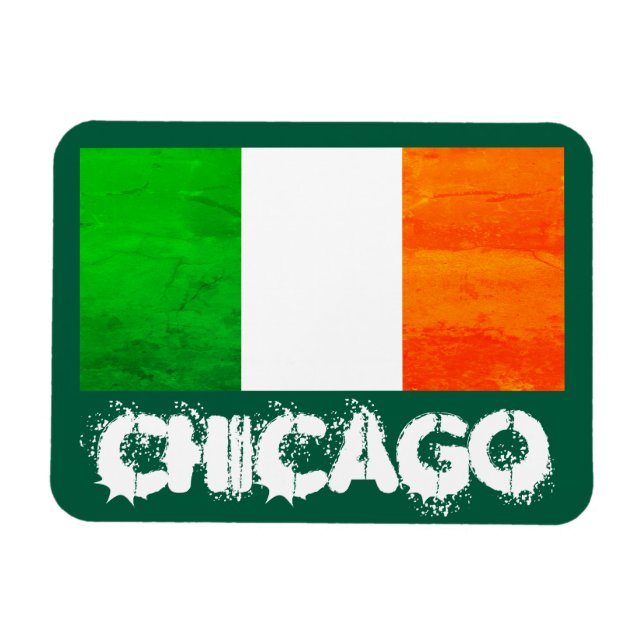 Íman Irlandeses em Chicago com a Bandeira da Irlanda -  (Horizontal)