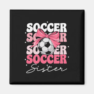 Íman Irmã de Futebol Groovy Coquette Bow Futebol _2