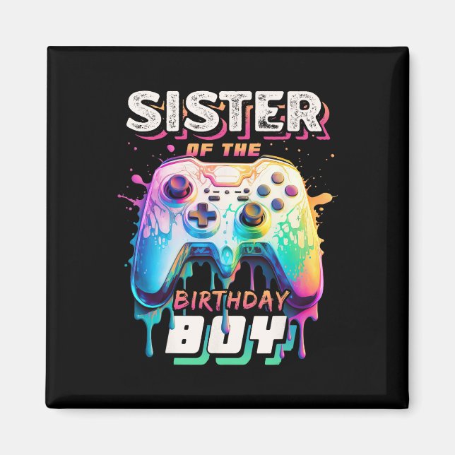 Íman Irmã Do Menino Do Aniversário Jogo De Vídeo Combin (Frente)