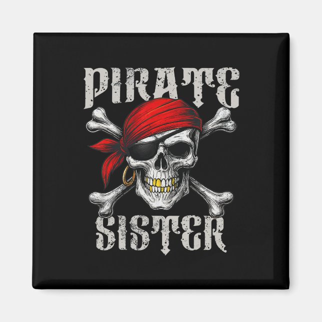 Íman Irmã Pirata Jolly Roger Flag E Skull Crossbone (Frente)