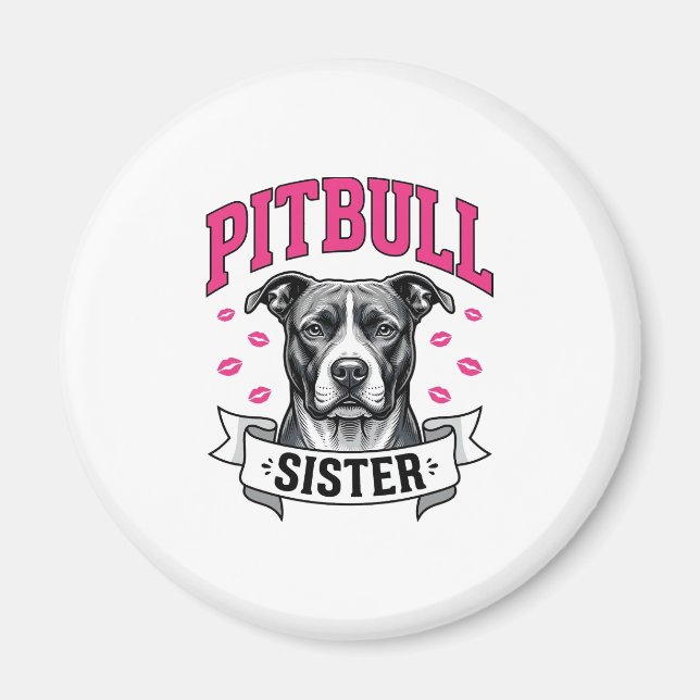 Íman Irmã Pitbull Design Vetorial de Amante de Cachorro (Frente)