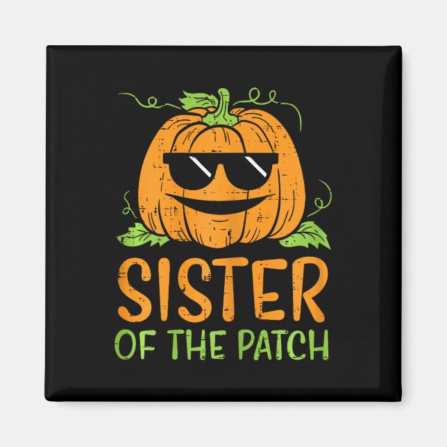 Íman Irmã Pumpkin Da Família Patch Halloween Sis G (Frente)