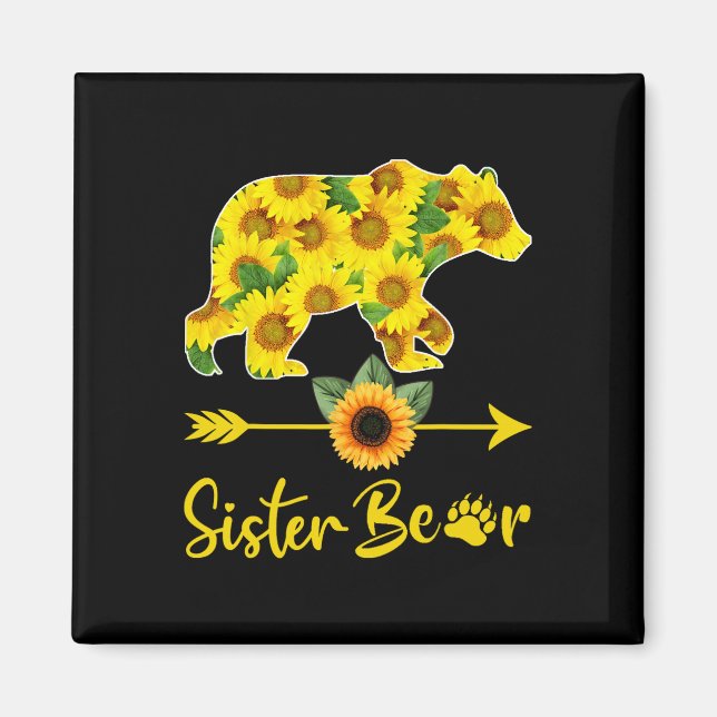 Íman Irmã Urso Girassol Diversão Dia de as mães Irmã (Frente)