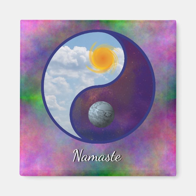 Íman Irmão Sun, Irmã Moon Namaste Magnet (Frente)