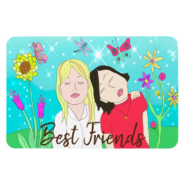 Íman Irmãs Whimsical Folk Art Palavra desenhada (Horizontal)