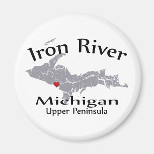 Íman Iron River Michigan Heart Map Design Magnet