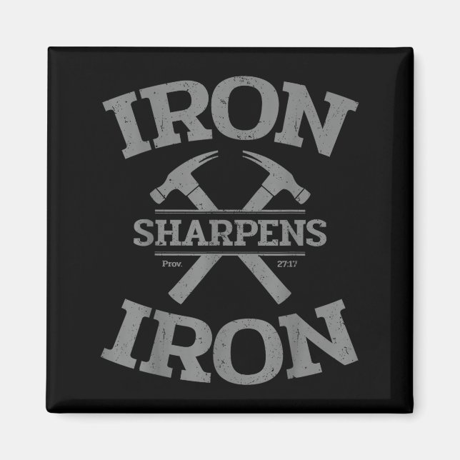 Íman Iron Sharpens Iron Proverbs 27_17 Gym Workout Men  (Frente)
