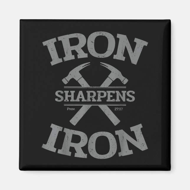 Íman Iron Sharpens Iron Proverbs 27_17 Gym Workout Men  (Frente)