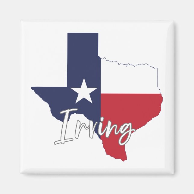 Íman Irving, Texas Flag Map Magnet (Frente)