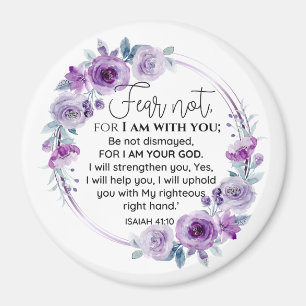 Íman Isaiah 41:10 Medo não Escritura Floral Roxa
