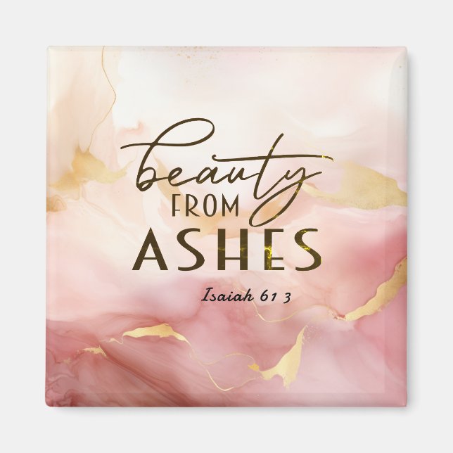 Íman Isaiah 61 3 Beleza da Bíblia Ashes Verse Pink (Frente)