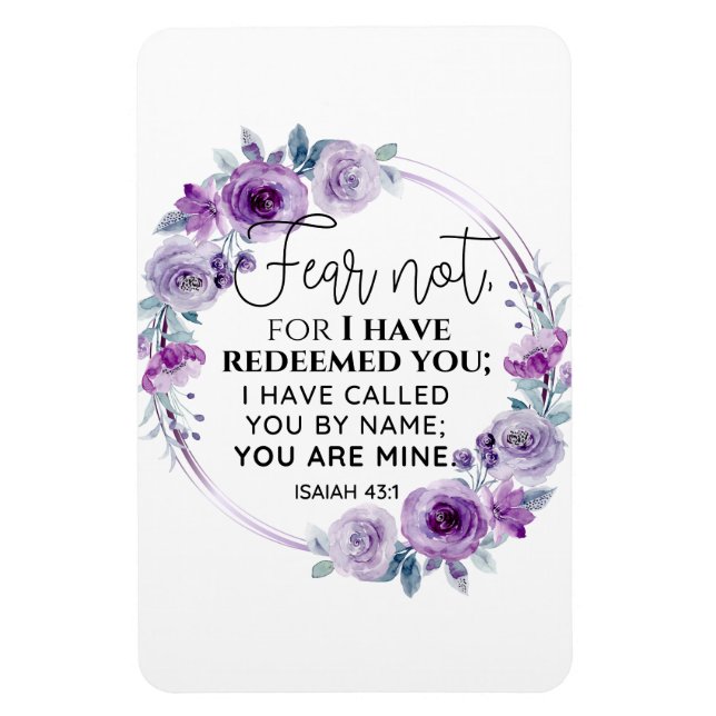 Íman Isaías 43:1 Não tema Eu o redimi Floral (Vertical)