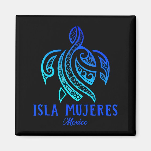 Íman Isla Mujeres Mexico Sea Turtle Tie Dye Hibiscus Va (Frente)