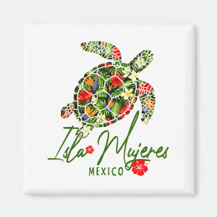 Íman Isla Mujeres México Tartaruga Marinha Hibisco Trop