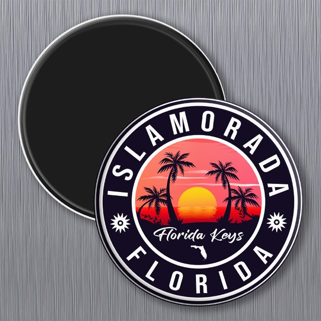 Íman Islamorada Florida Retro Sunset Beach Souvenirs (Criador carregado)