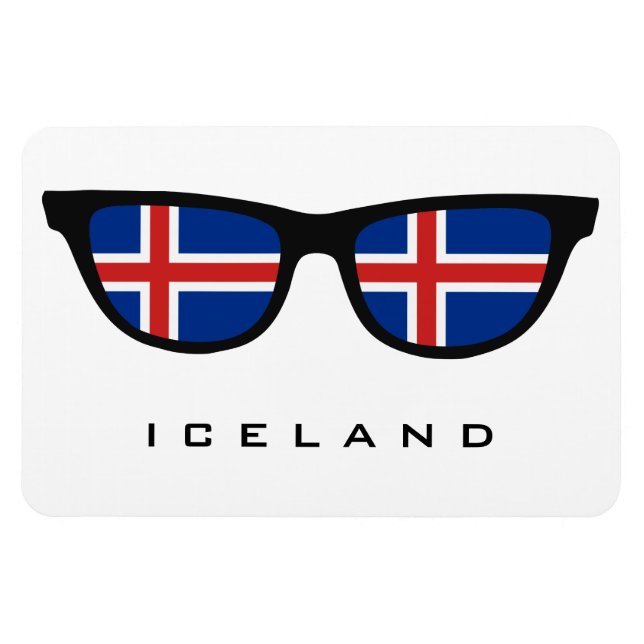 Íman Islândia Shades texto personalizado e ímã de cor (Horizontal)