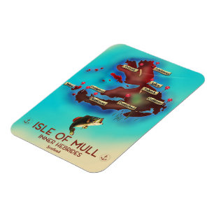 Íman Isle of Mull Inner Hebrides Scotland Vintage Map.