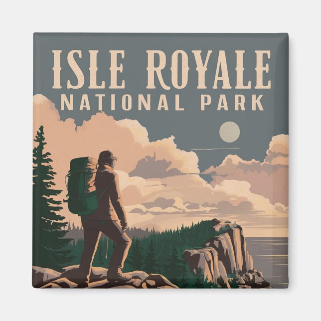 Íman Isle Royale National Park Backpacking Viagem Art (Frente)