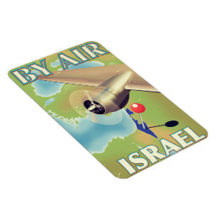 Íman Israel De avião pôster de viagem vintage